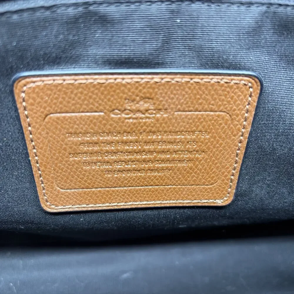 Coach Metropolitan Brown Dark Saddle Slim Briefcase Pebbled Leather Laptop Bag